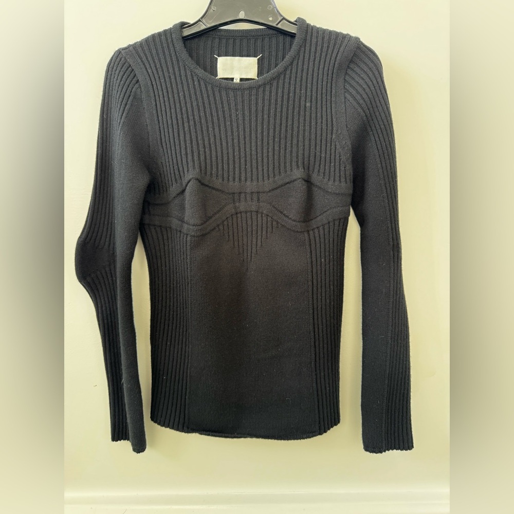 Maison Martin Margiela Black Ribbed Knit Sweater. Size L